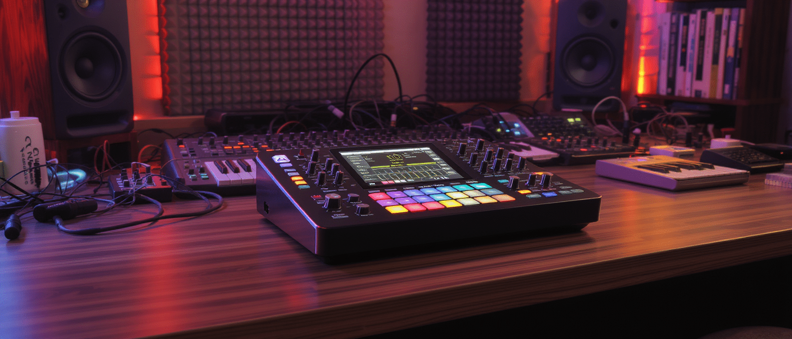 découvrez ce qu'est une groovebox : un instrument électronique polyvalent qui permet de composer, enregistrer et jouer de la musique facilement grâce à ses fonctions intégrées de séquenceur, synthétiseur et boite à rythmes.